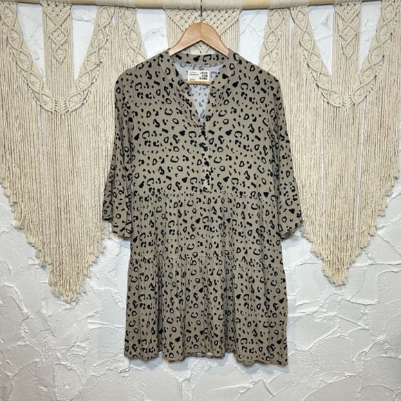 Jackson Rowe Malad Leopard Print Boho Chic Mini Dress Relaxed Fit Womens size XS - Picture 5 of 11